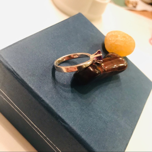 Solitaire Amethyst Hexagonal Sterling Silver - Picture 10 of 10